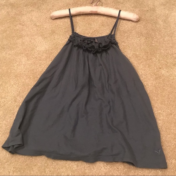 Vintage! AEO gray/blue ruffle swing tank - Picture 2 of 4